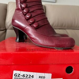 Miz Mooz Red Buttoned Heeled Boots